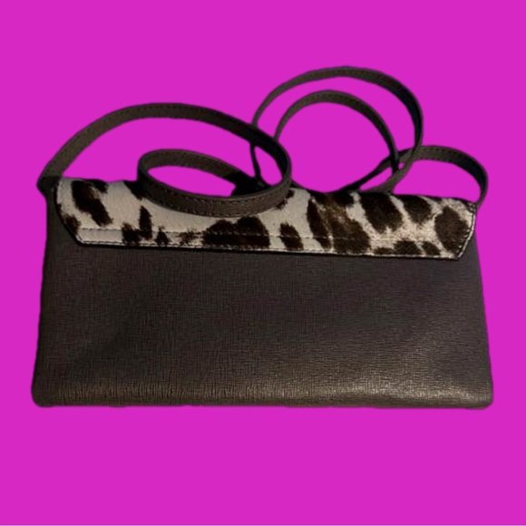 Furla Crossbody Genuine Leather With Cheetah Pattern Dyed Animal Hair - Picture 2 of 6